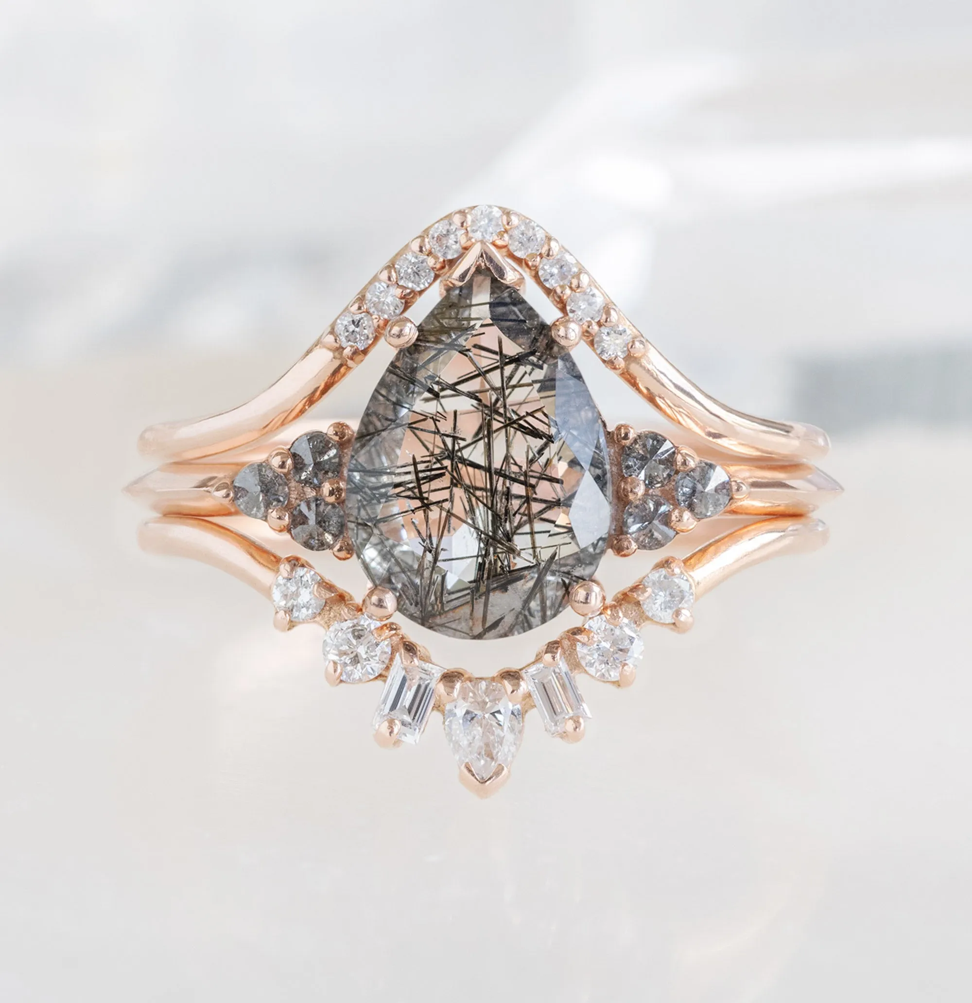 The Ivy Ring | 1.44ct Pear Cut Tourmaline in Quartz in 14K Rose Gold