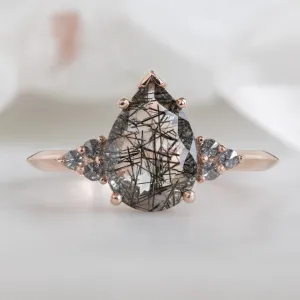 The Ivy Ring | 1.44ct Pear Cut Tourmaline in Quartz in 14K Rose Gold