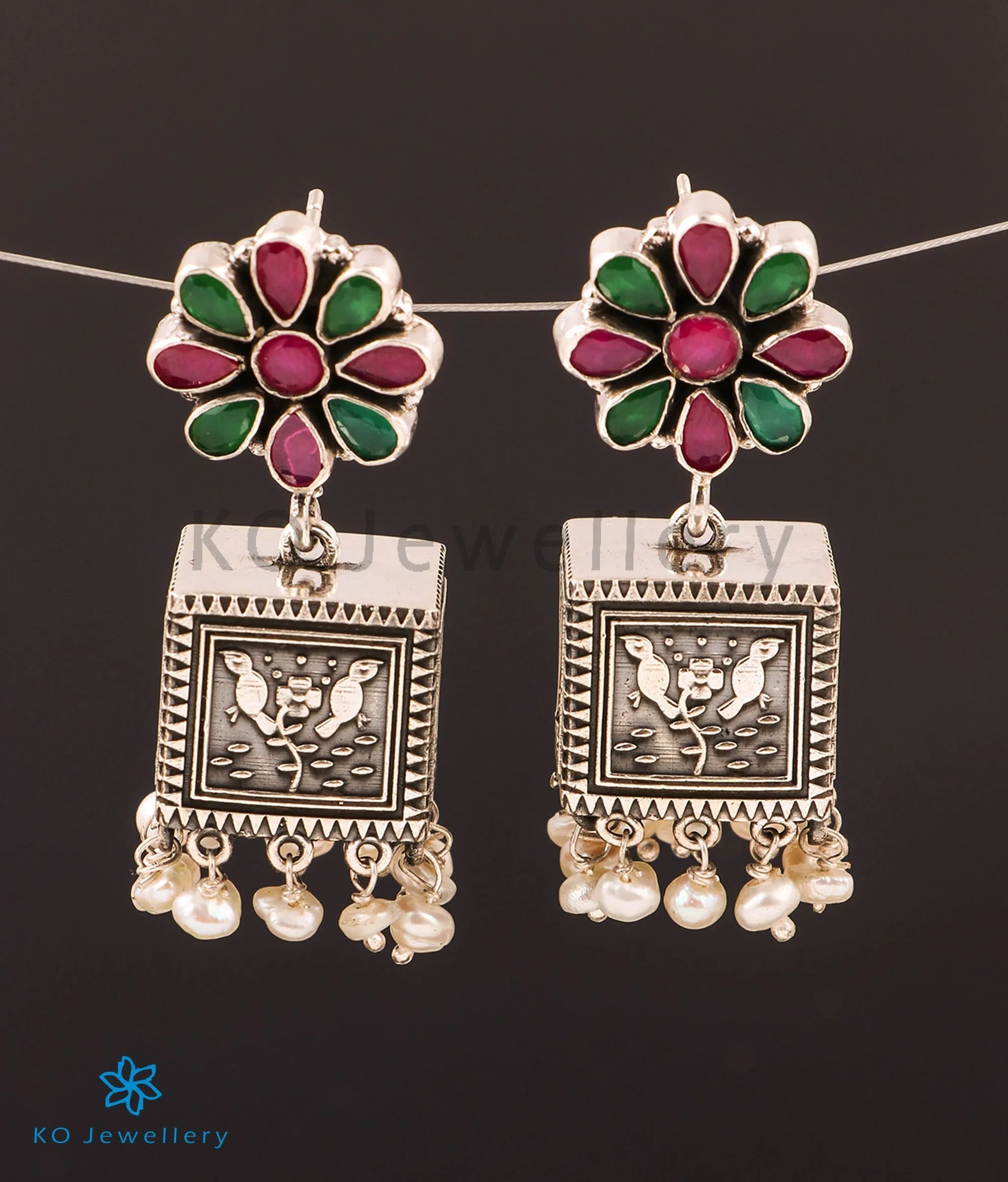 The Komolika Silver Antique Jhumkas