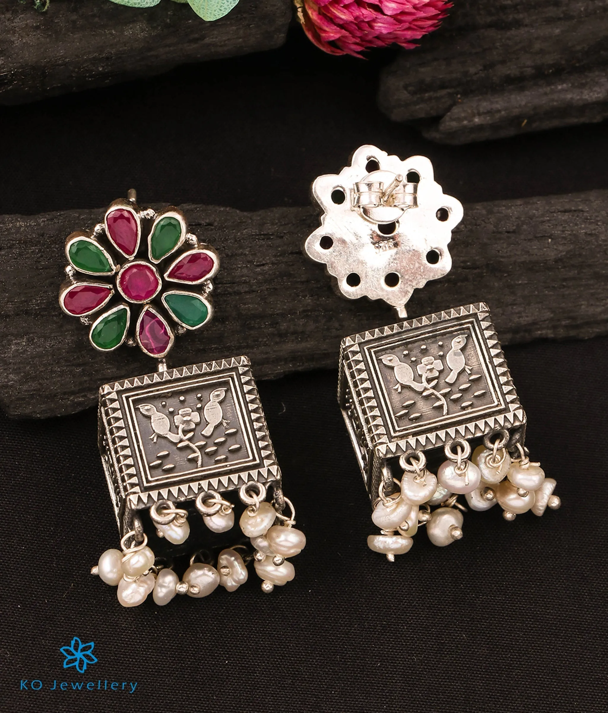 The Komolika Silver Antique Jhumkas