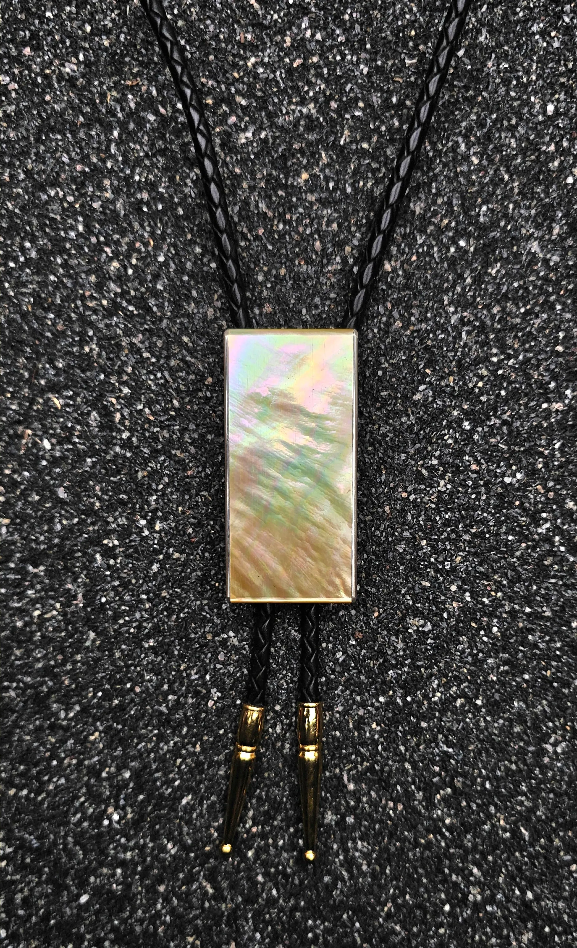 The Lasso (Gold Mother Of Pearl, Ebony Wood & Sterlium Plus Silver Bolo Tie)