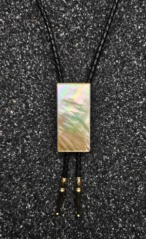 The Lasso (Gold Mother Of Pearl, Ebony Wood & Sterlium Plus Silver Bolo Tie)