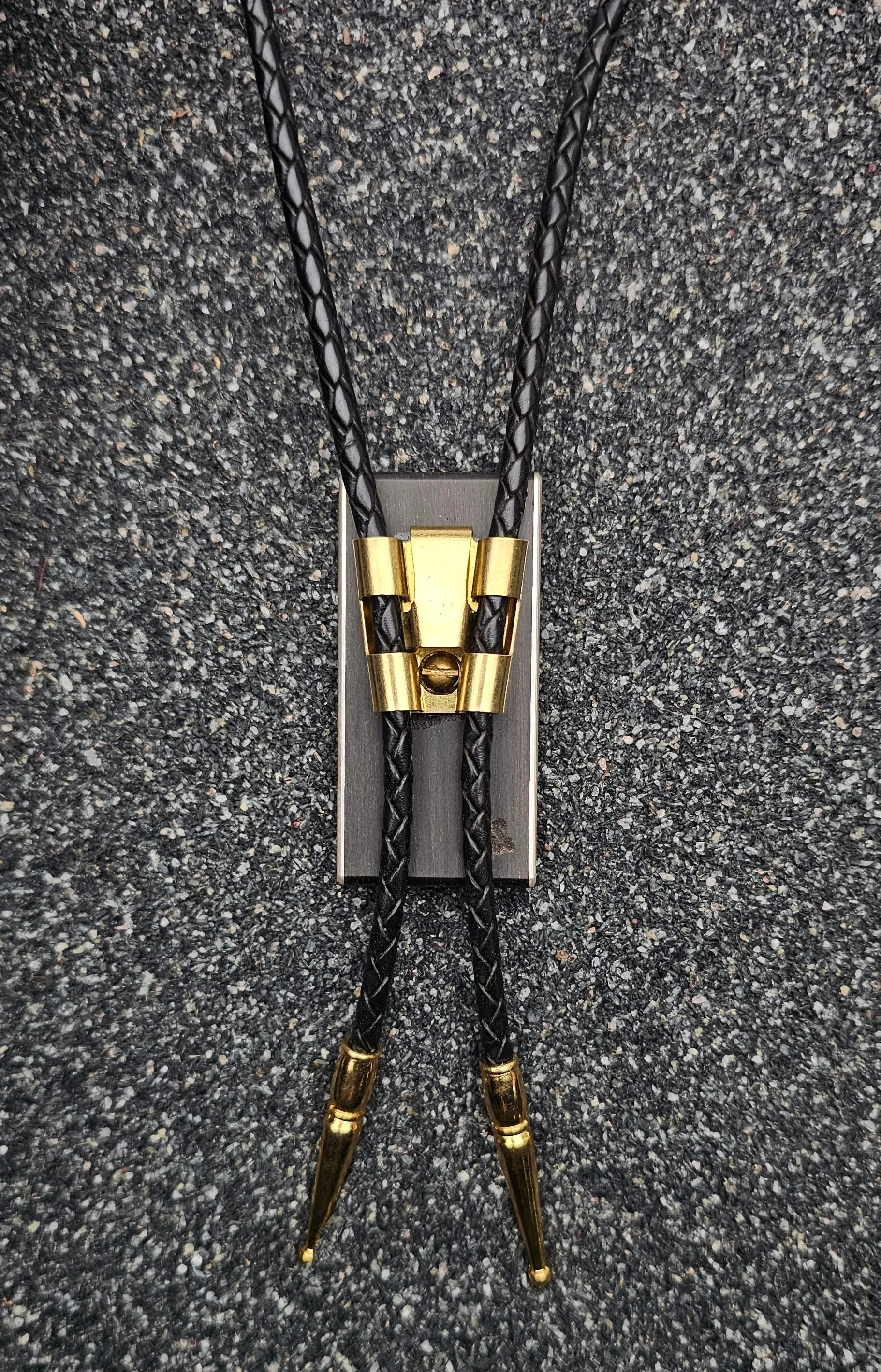 The Lasso (Gold Mother Of Pearl, Ebony Wood & Sterlium Plus Silver Bolo Tie)