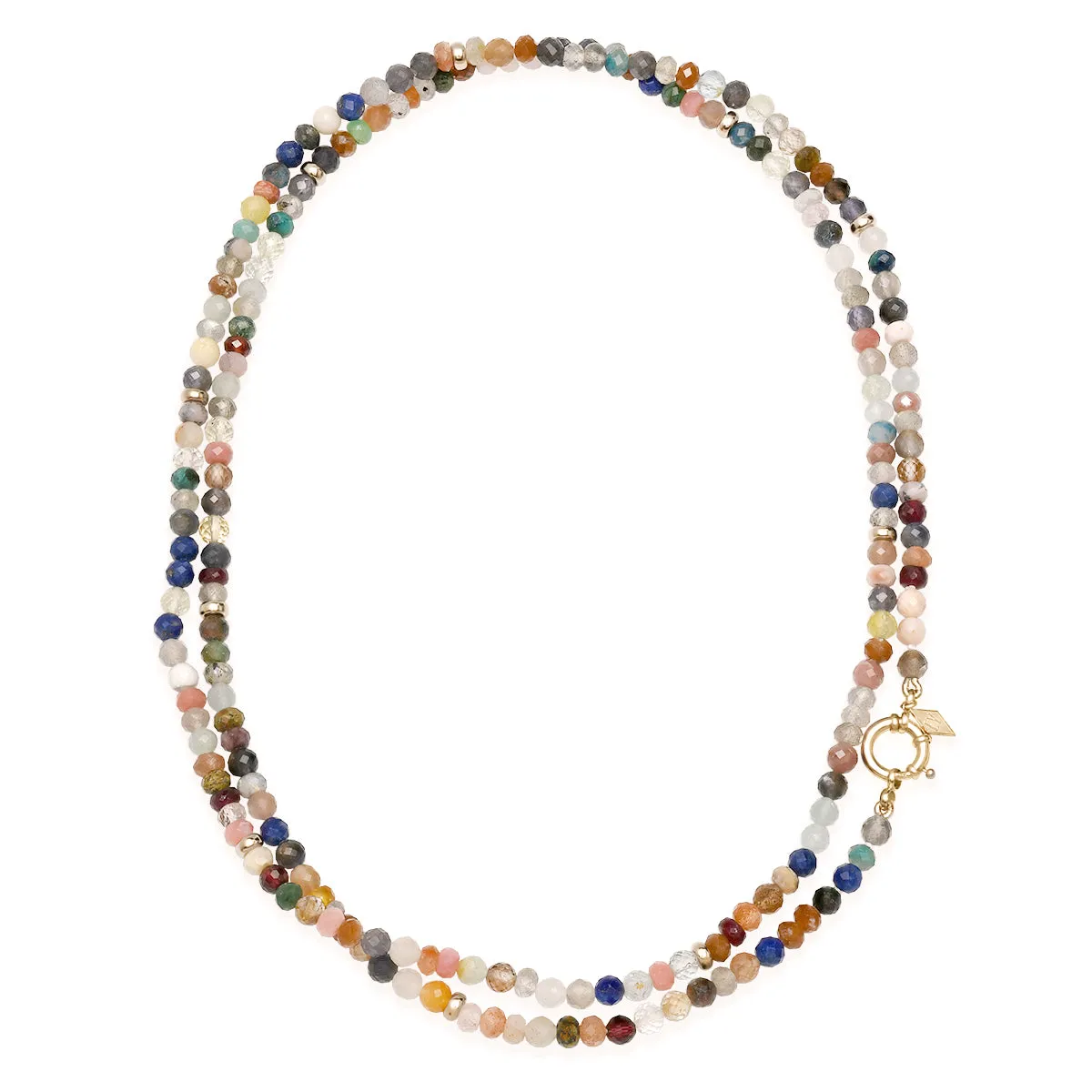The Long Sailor Lock Beaded Gemstone Necklace: Mixed Gems