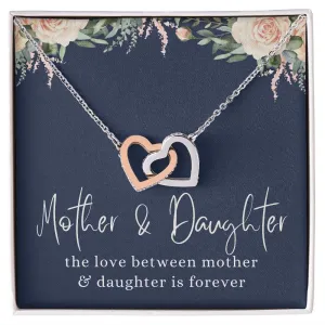 The Love Between Mother And Daughter Interlocking Hearts Necklace Gift