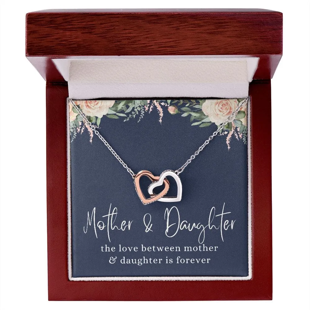 The Love Between Mother And Daughter Interlocking Hearts Necklace Gift