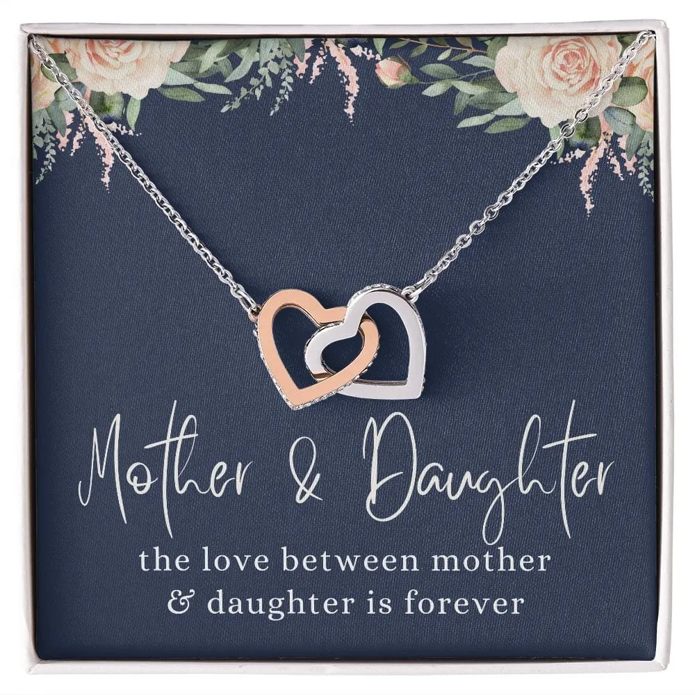 The Love Between Mother And Daughter Interlocking Hearts Necklace Gift