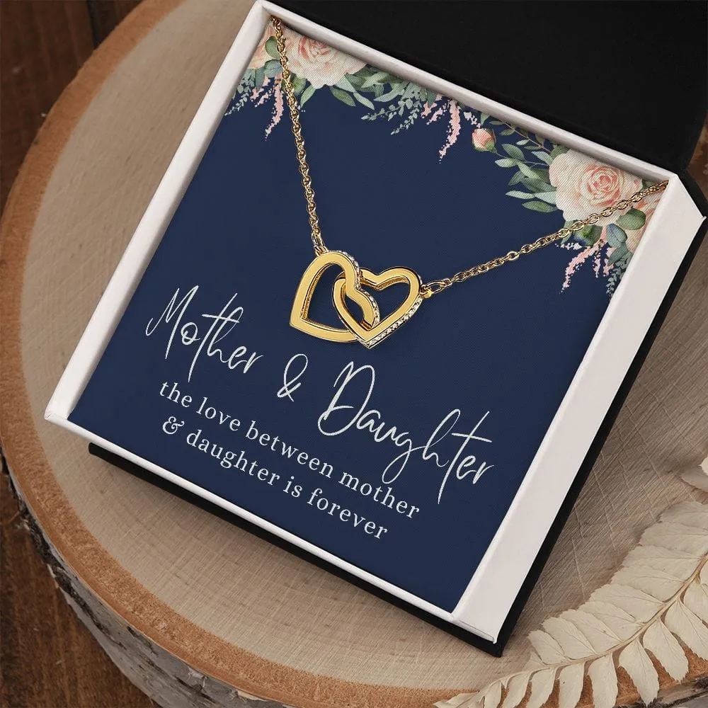 The Love Between Mother And Daughter Interlocking Hearts Necklace Gift