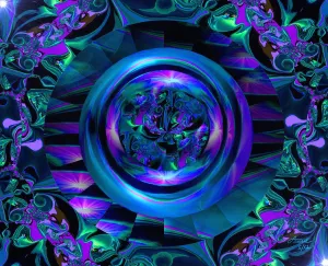 Third Eye Art, Blue Purple Wall Decor, Abstract Art "In-Fusion"