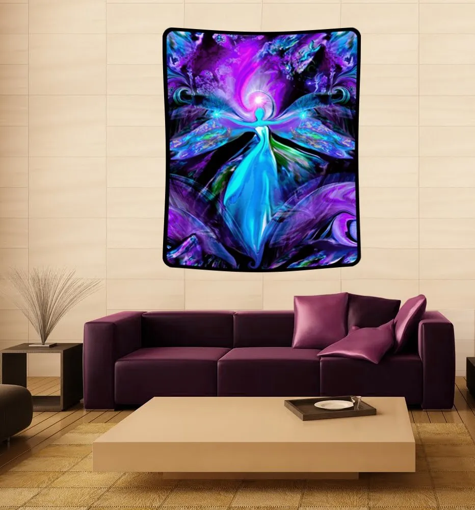 Third Eye Art Large Wall Hanging, Purple Tapestry Angel Art - "The Seer"