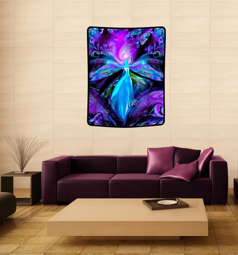 Third Eye Art Large Wall Hanging, Purple Tapestry Angel Art - "The Seer"