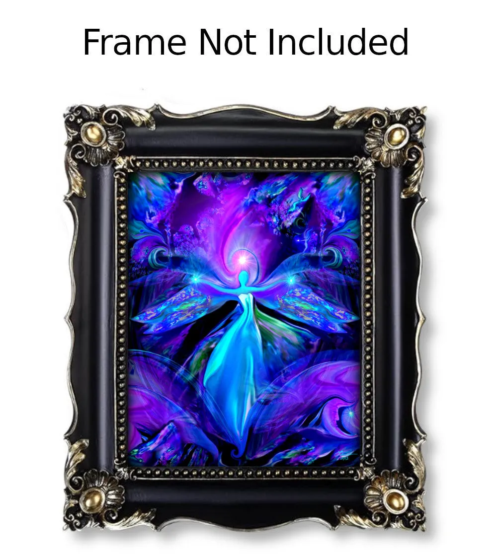 Third Eye Chakra Art, Purple Wall Decor, Reiki Energy Angel Art Print - "The Seer"