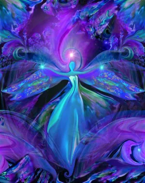 Third Eye Chakra Art, Purple Wall Decor, Reiki Energy Angel Art Print - "The Seer"