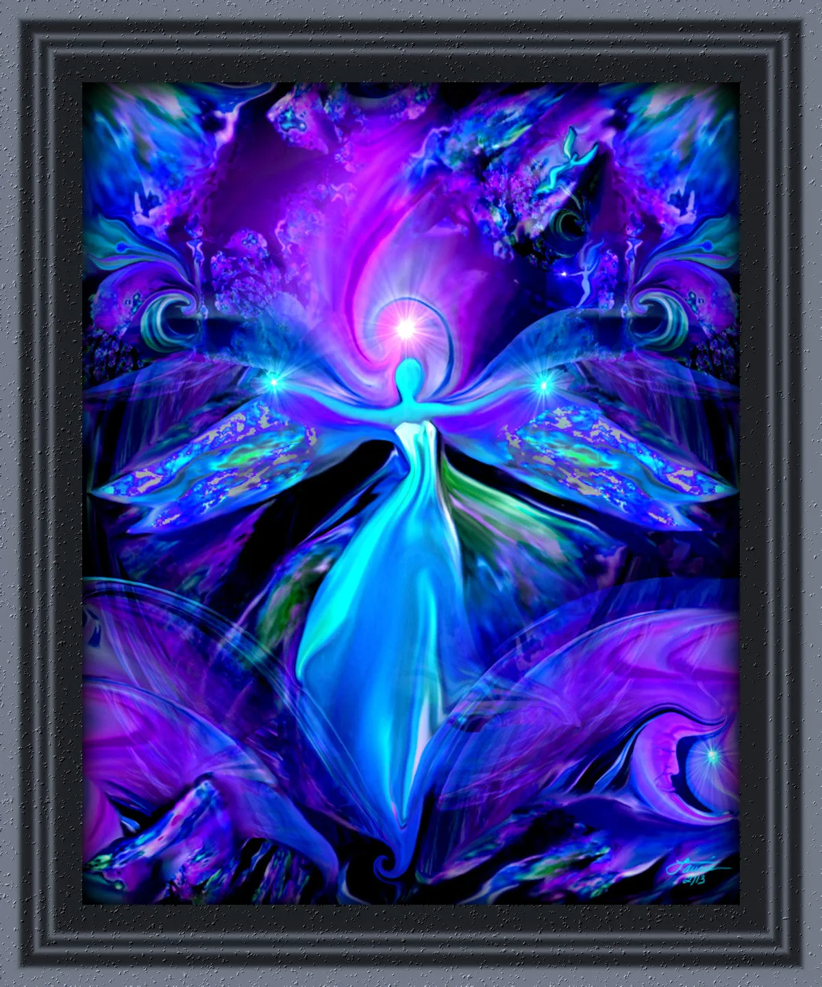 Third Eye Chakra Art, Purple Wall Decor, Reiki Energy Angel Art Print - "The Seer"