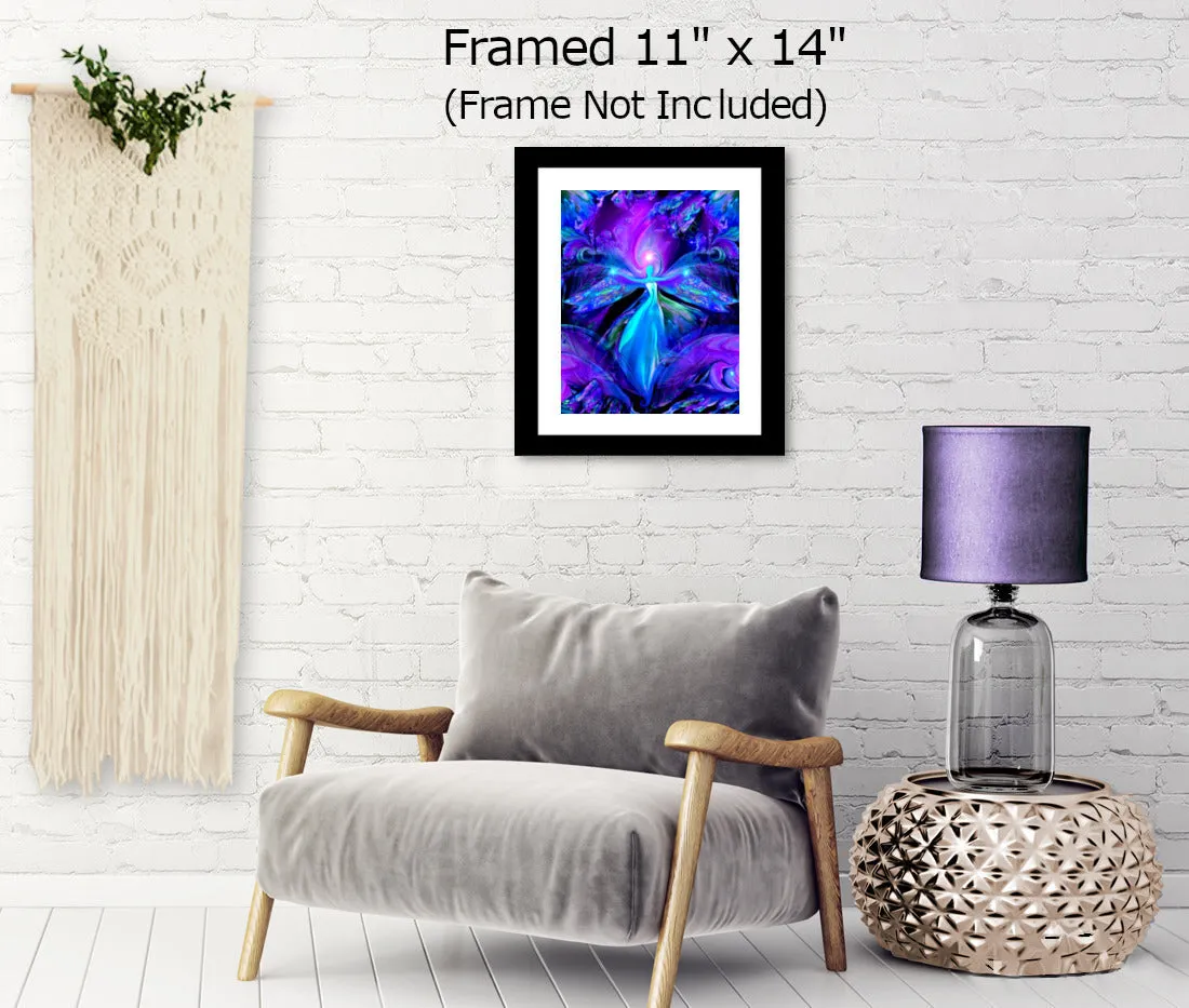 Third Eye Chakra Art, Purple Wall Decor, Reiki Energy Angel Art Print - "The Seer"
