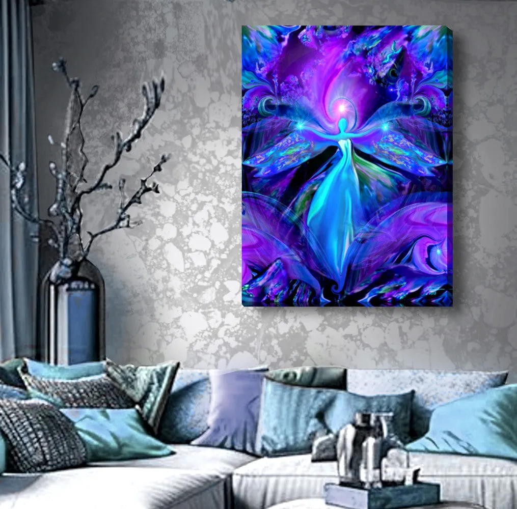 Third Eye Chakra Art, Purple Wall Decor, Reiki Energy Angel Art Print - "The Seer"