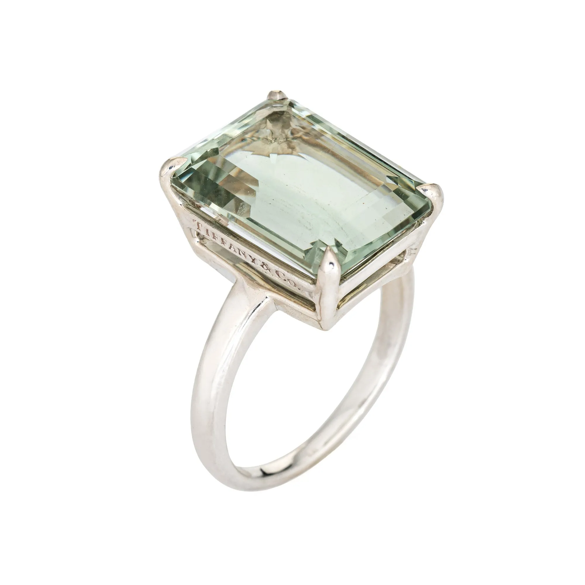 Tiffany & Co 10ct Green Amethyst Ring Sparklers Sterling Silver 8 Fine Jewelry