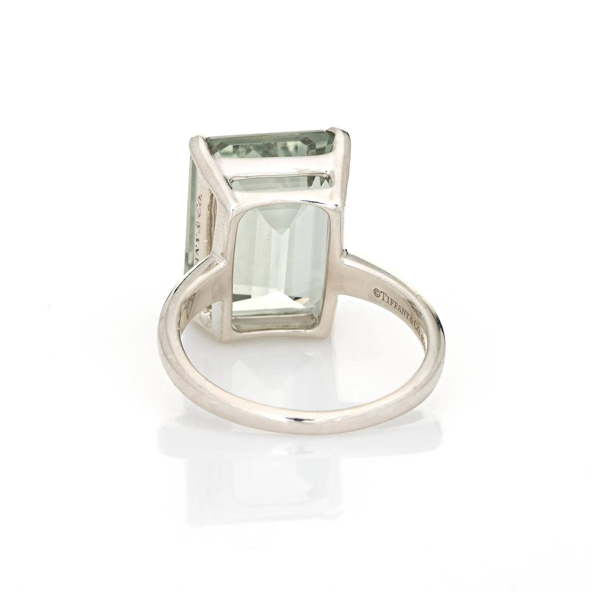 Tiffany & Co 10ct Green Amethyst Ring Sparklers Sterling Silver 8 Fine Jewelry