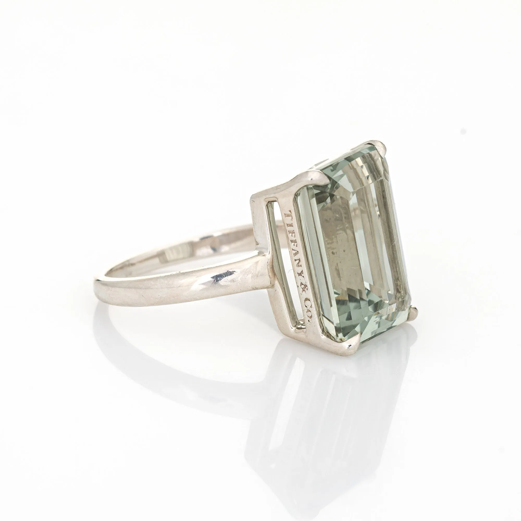 Tiffany & Co 10ct Green Amethyst Ring Sparklers Sterling Silver 8 Fine Jewelry