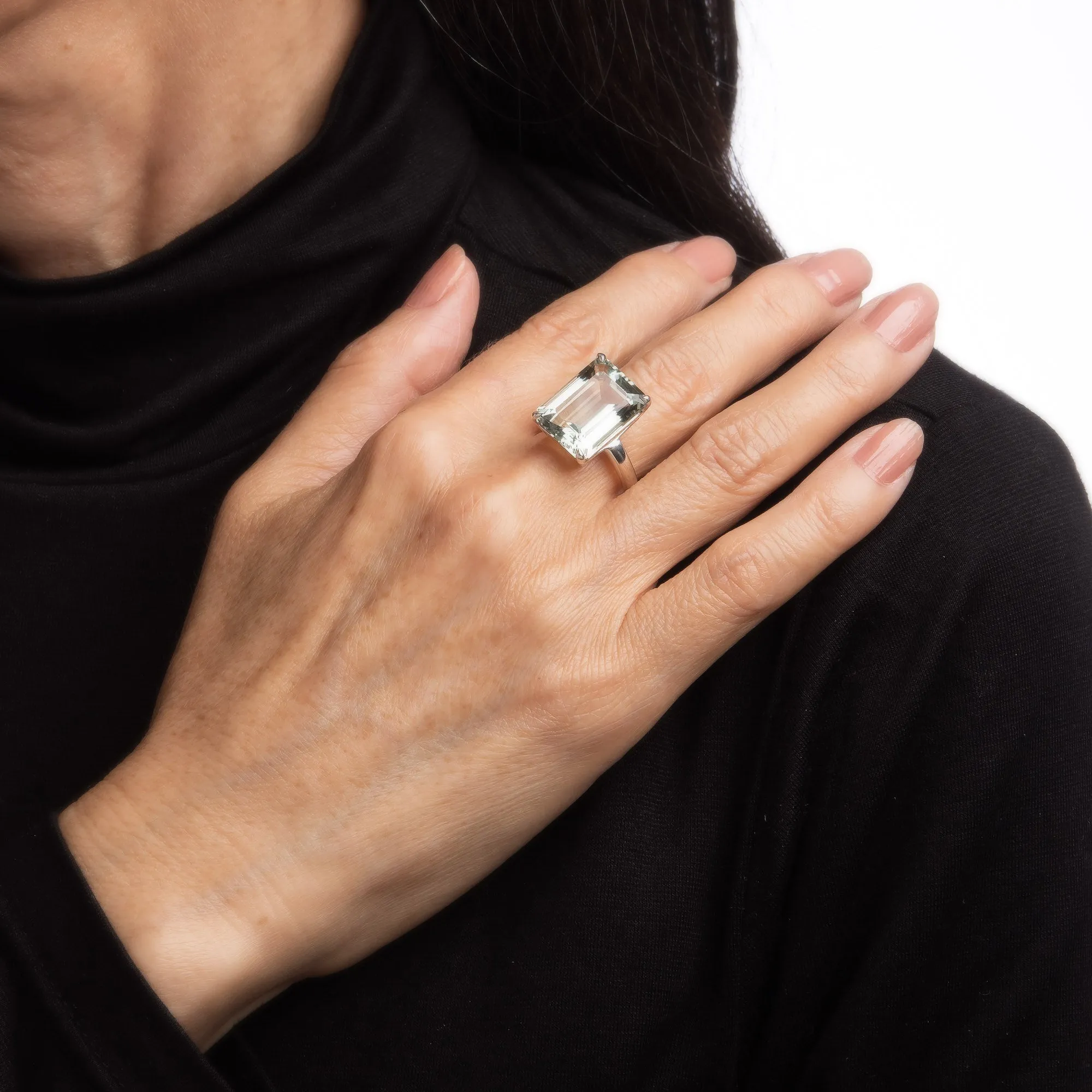 Tiffany & Co 10ct Green Amethyst Ring Sparklers Sterling Silver 8 Fine Jewelry