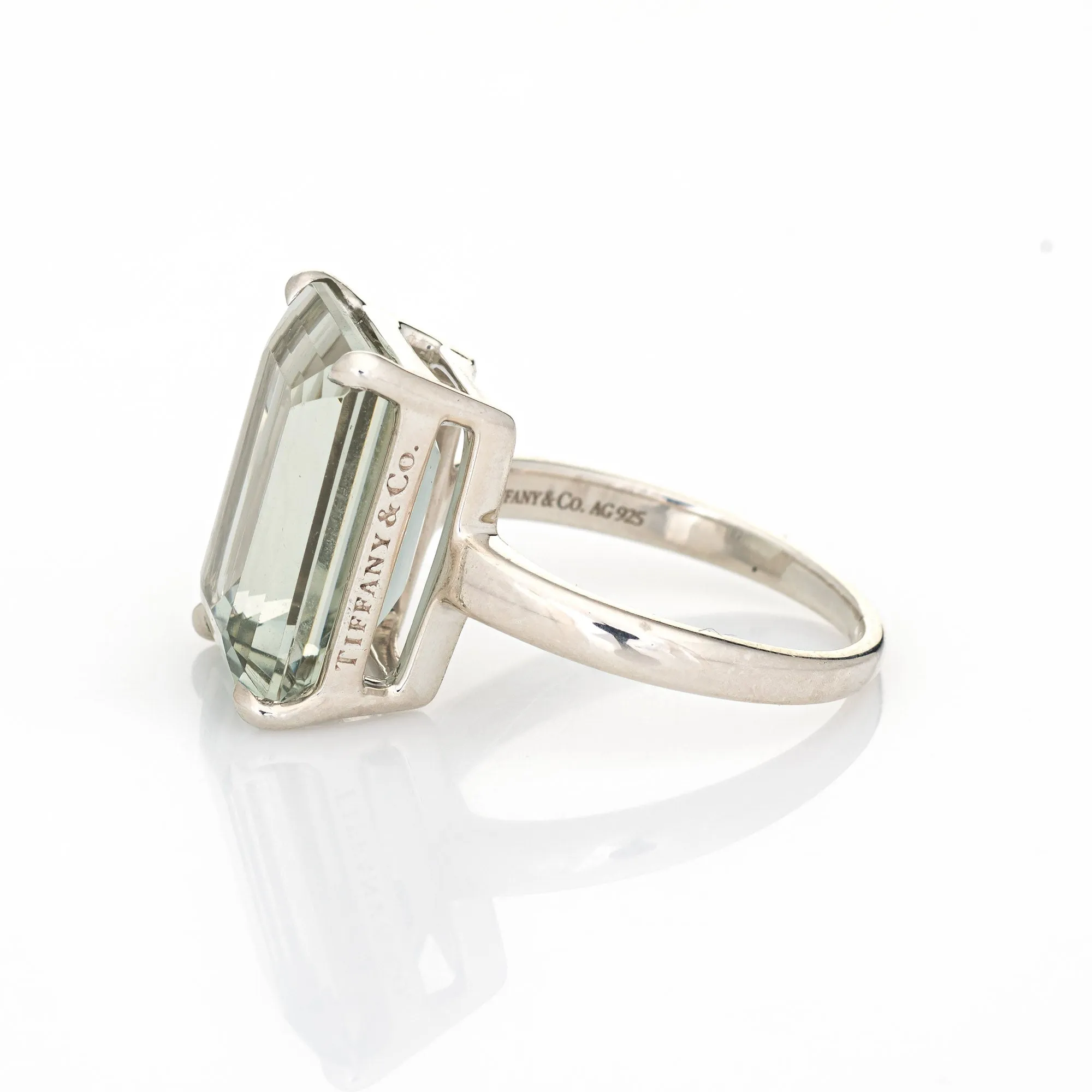 Tiffany & Co 10ct Green Amethyst Ring Sparklers Sterling Silver 8 Fine Jewelry