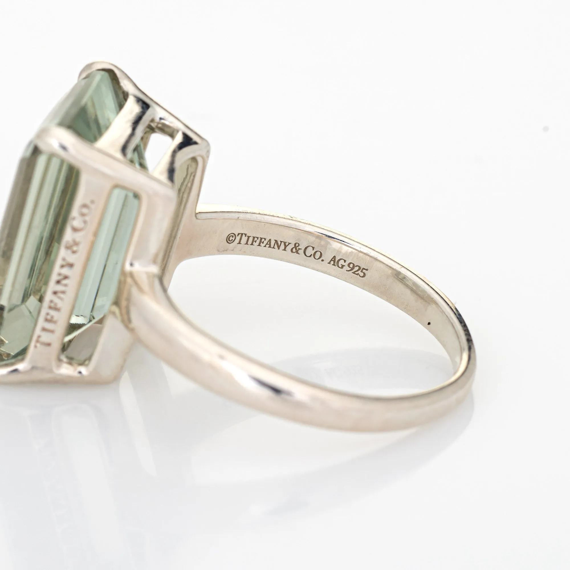 Tiffany & Co 10ct Green Amethyst Ring Sparklers Sterling Silver 8 Fine Jewelry