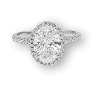 Tiffany & Co. Oval Soleste Diamond Engagement Ring 2.33 Cts Total F VS1 Platinum