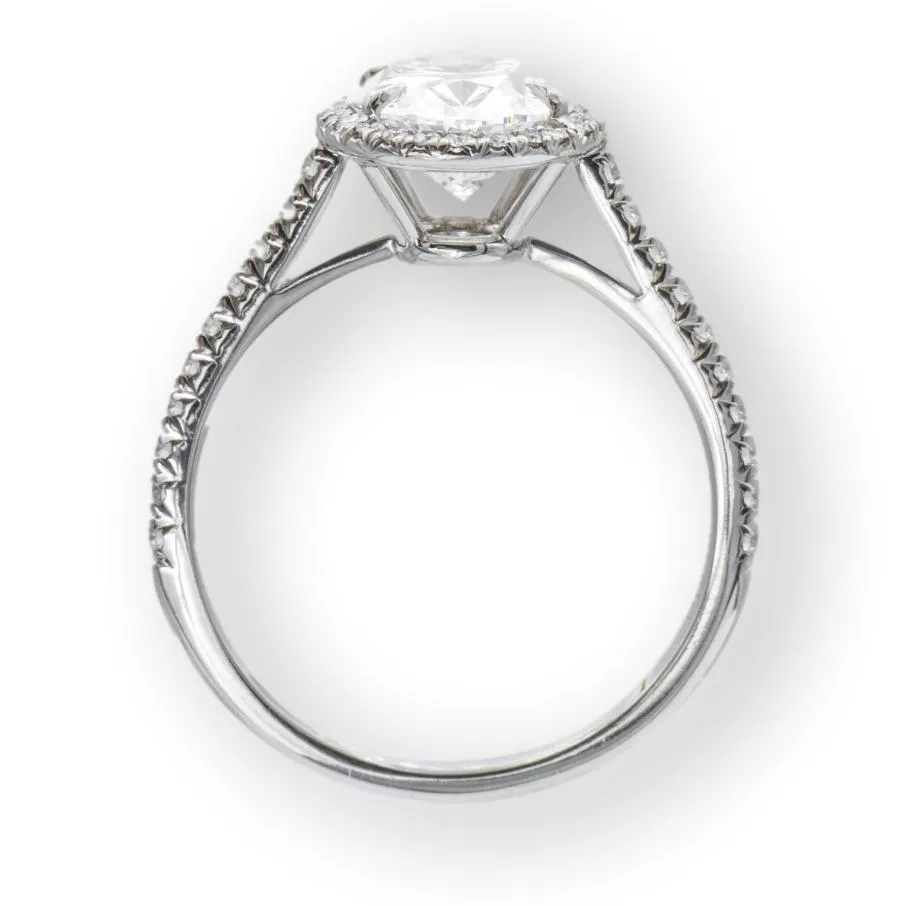 Tiffany & Co. Oval Soleste Diamond Engagement Ring 2.33 Cts Total F VS1 Platinum