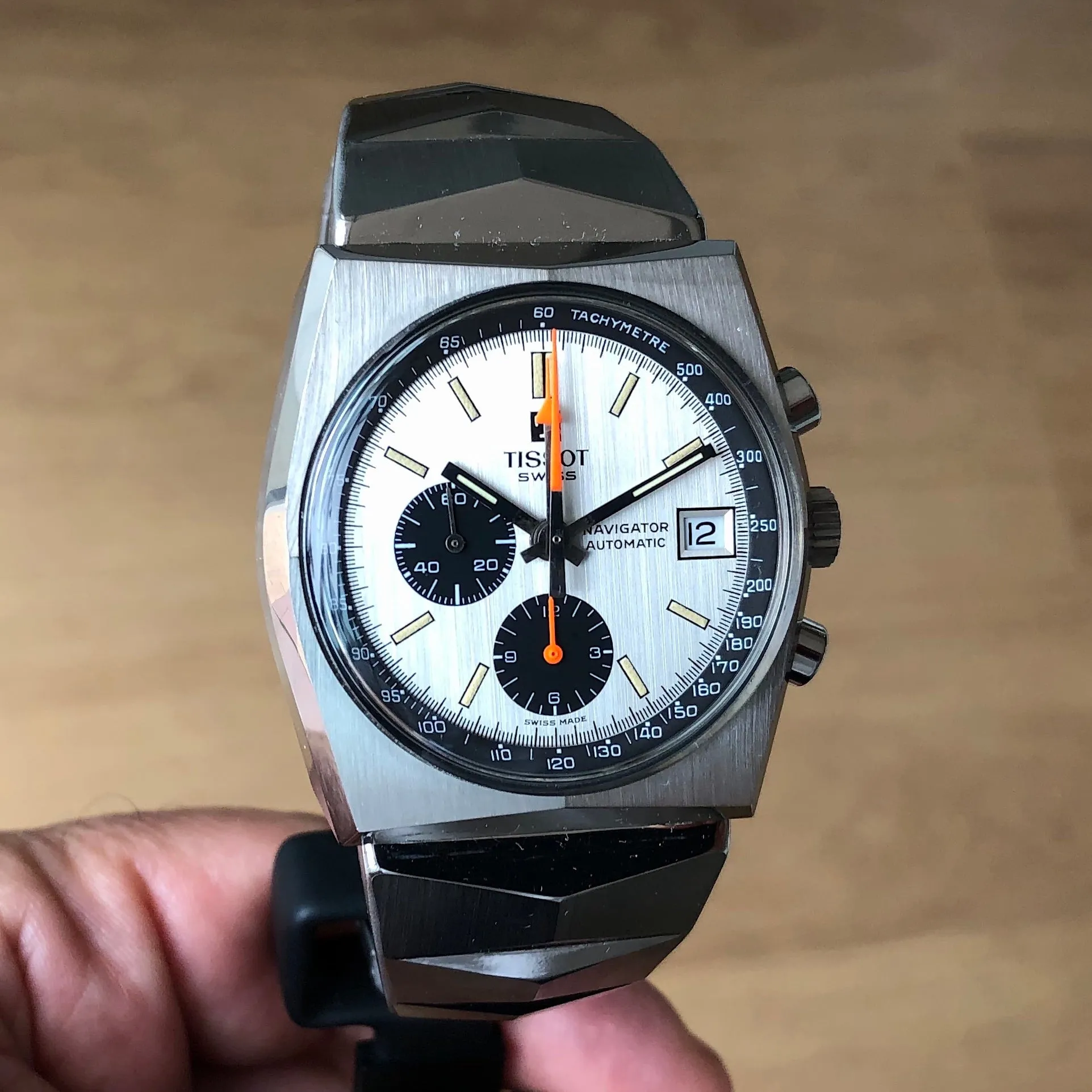 Tissot Lobster Navigator Panda 45-502 Chronograph 1970s Mint Steel 40 mm
