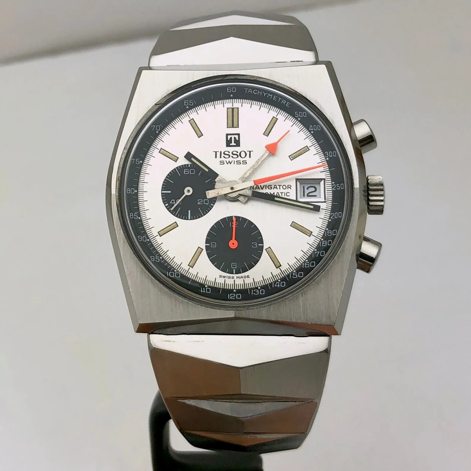 Tissot Lobster Navigator Panda 45-502 Chronograph 1970s Mint Steel 40 mm
