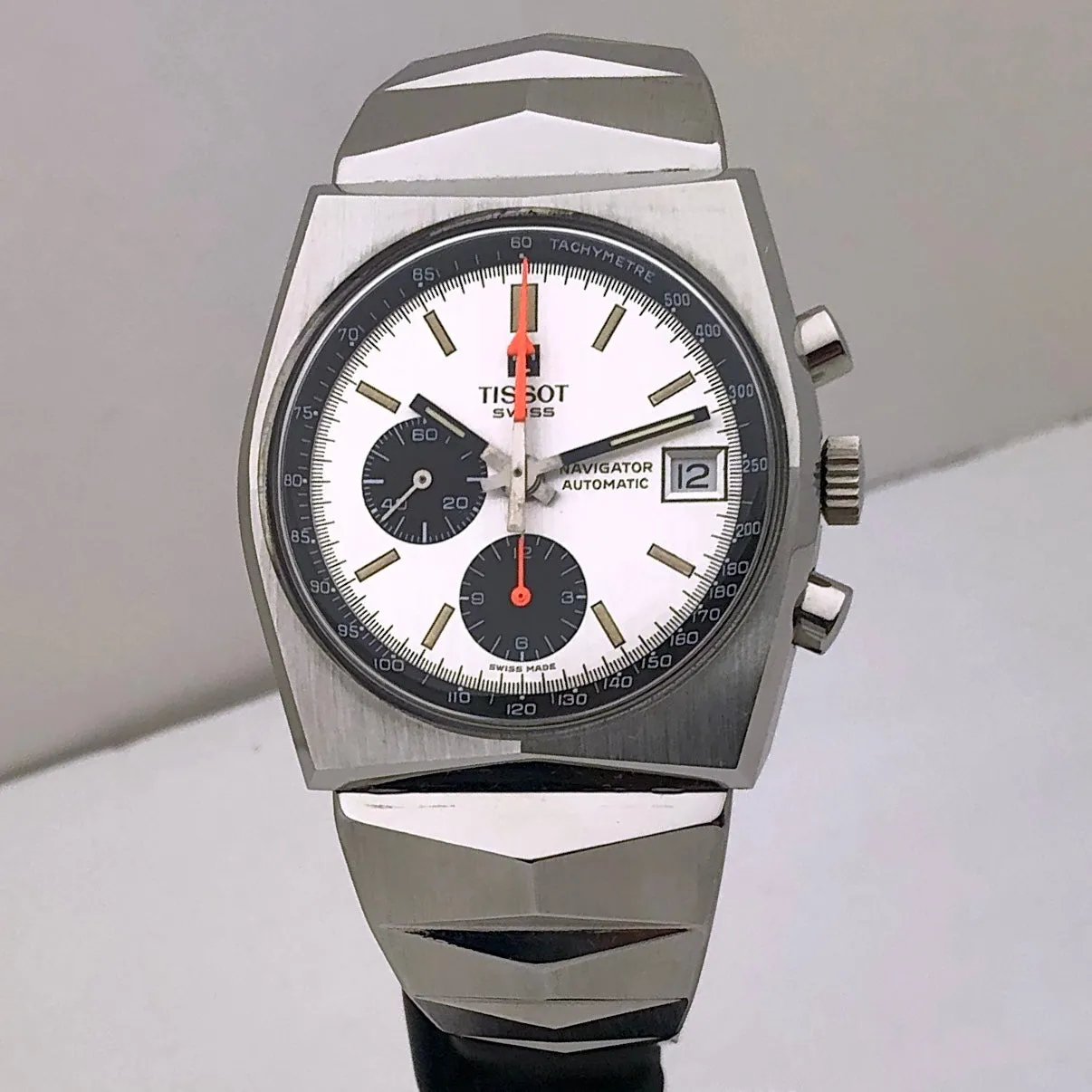 Tissot Lobster Navigator Panda 45-502 Chronograph 1970s Mint Steel 40 mm