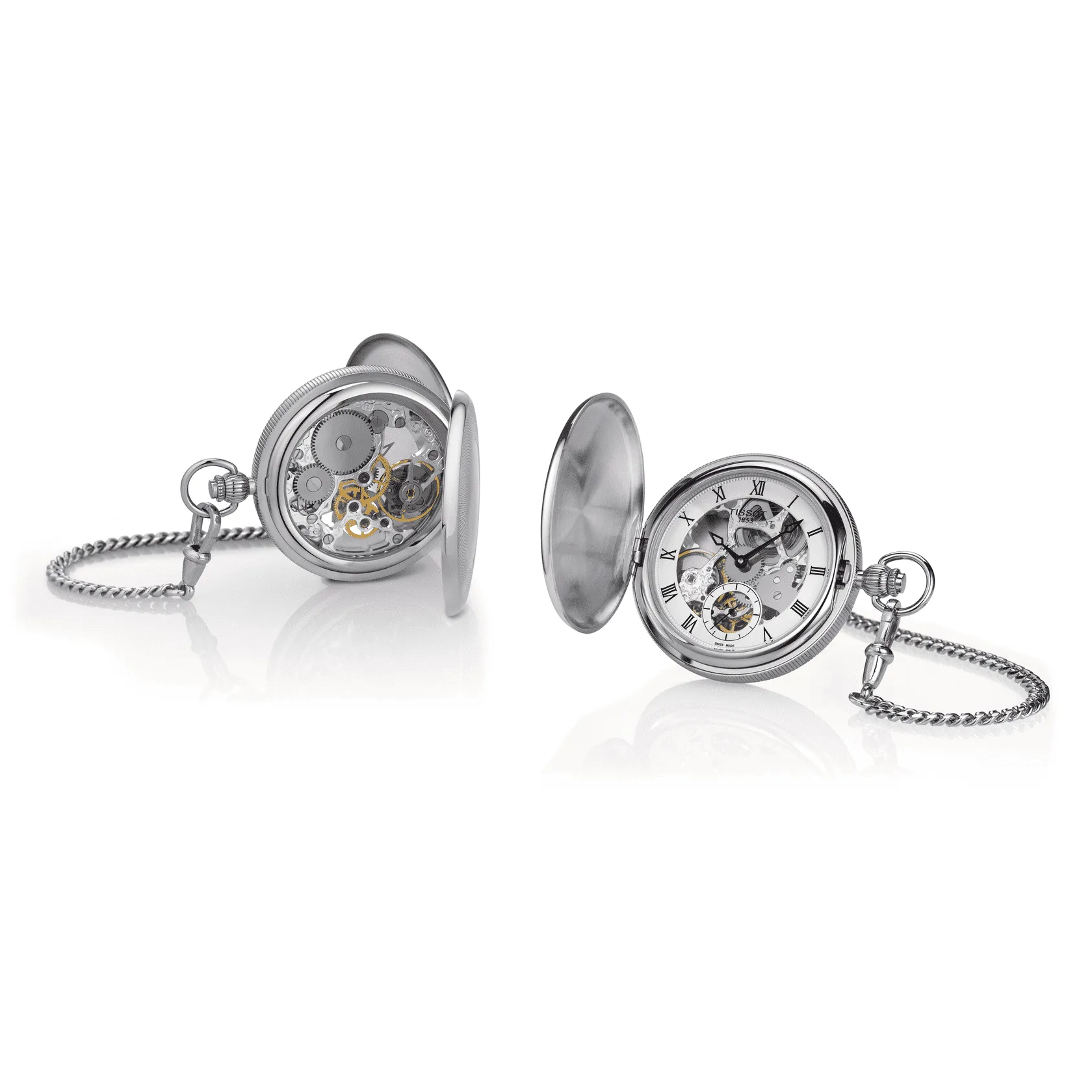 Tissot Men's Pocket Watch Bridgeport Mechanical Skeleton 47.5mm Mechanical Steel T859.405.19.273.00
