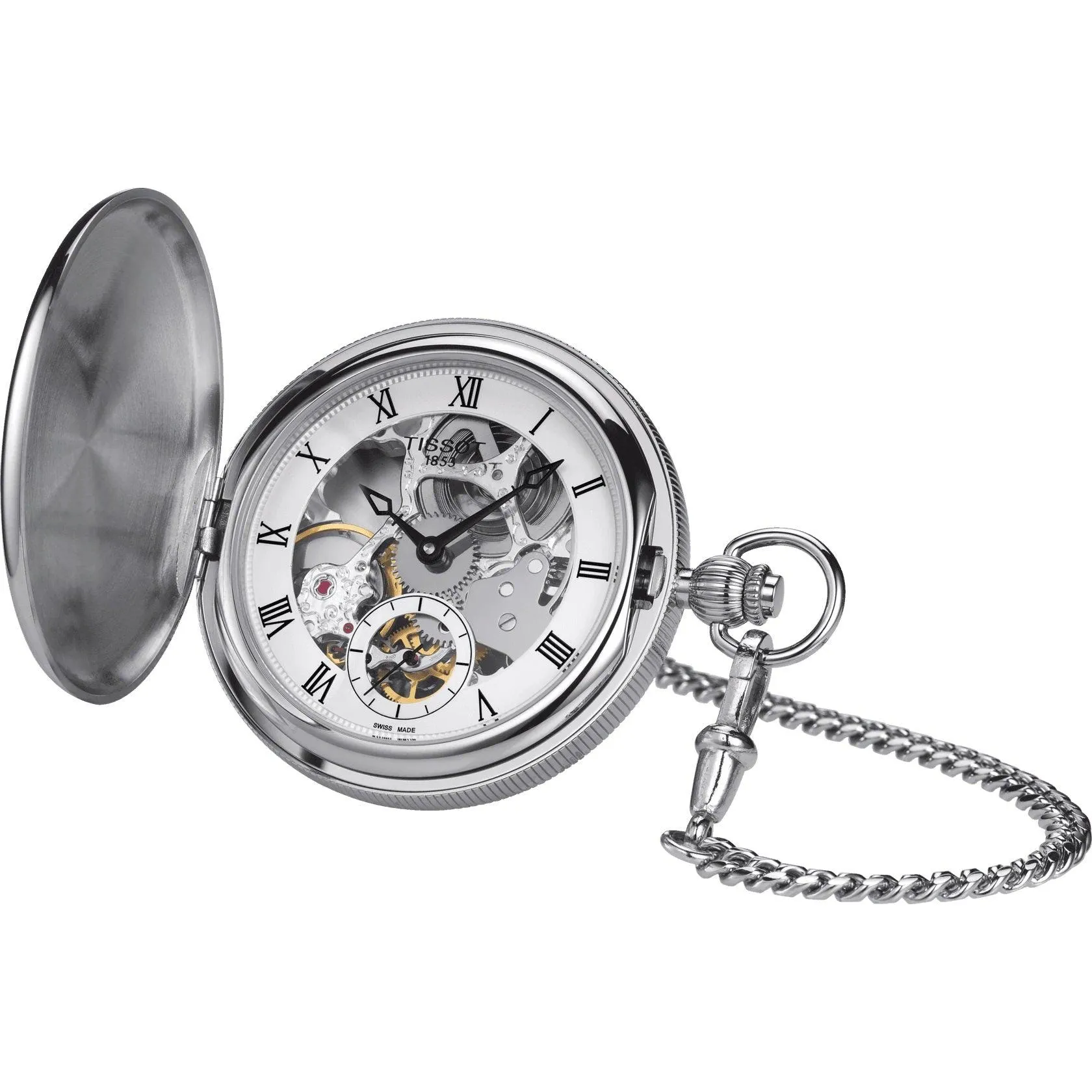 Tissot Men's Pocket Watch Bridgeport Mechanical Skeleton 47.5mm Mechanical Steel T859.405.19.273.00