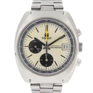 Tissot Navigator 45501 White Panda Automatic Chronograph c. 1974 Steel 39 mm