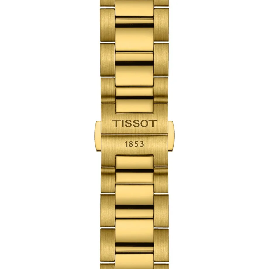 Tissot watch pr 100 chronograph 40mm silver quartz steel finish pvd yellow gold t150.417.33.031.00