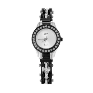 Titanium Steel Watch Bracelet with Gem Inlay and Durable Design