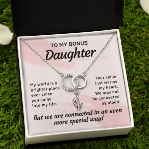 To Bonus Daughter, My world is a brighter place-Perfect Pair Necklace