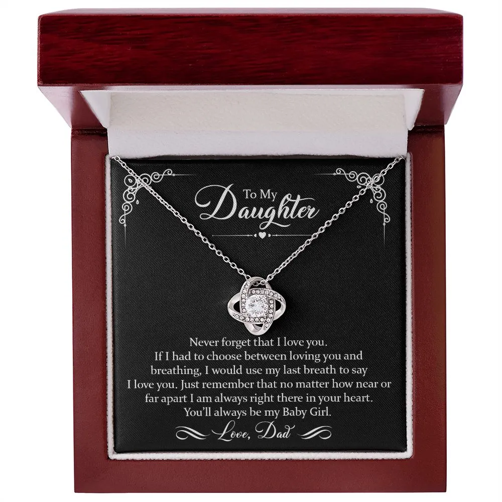 To Daughter (Love Dad) Last Breath | 14k White Gold Knot Necklace for Daughters