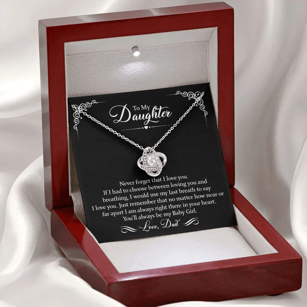 To Daughter (Love Dad) Last Breath | 14k White Gold Knot Necklace for Daughters