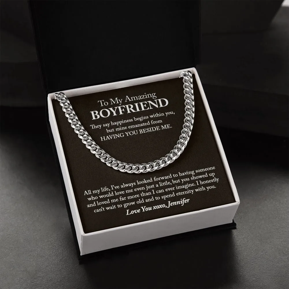 To My Amazing Boyfriend Cuban Chain Necklace, Boyfriend Birthday Gift, Sentimental Boyfriend Gift Ideas, Boyfriend Gift, Anniversary Gift