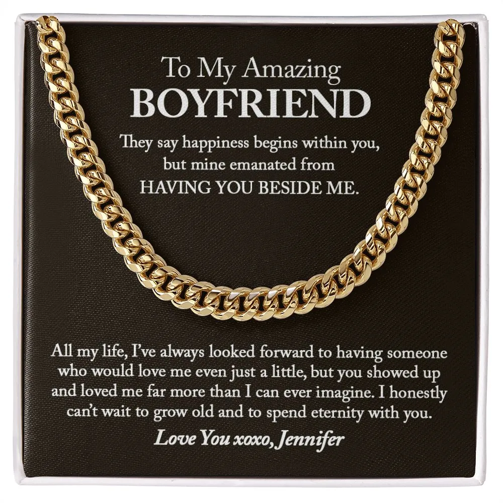 To My Amazing Boyfriend Cuban Chain Necklace, Boyfriend Birthday Gift, Sentimental Boyfriend Gift Ideas, Boyfriend Gift, Anniversary Gift