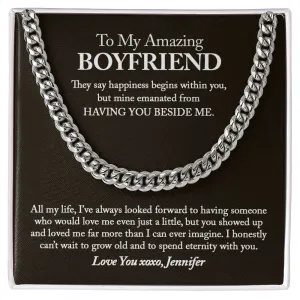 To My Amazing Boyfriend Cuban Chain Necklace, Boyfriend Birthday Gift, Sentimental Boyfriend Gift Ideas, Boyfriend Gift, Anniversary Gift