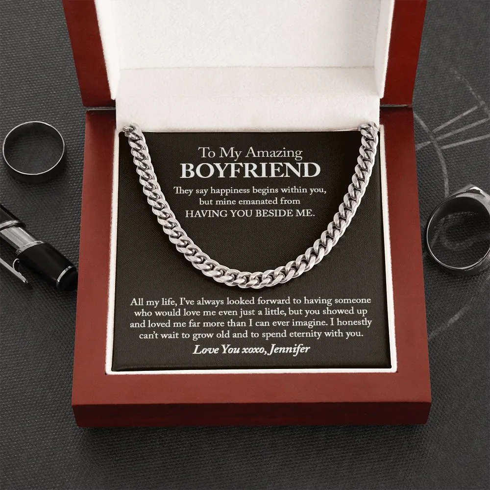 To My Amazing Boyfriend Cuban Chain Necklace, Boyfriend Birthday Gift, Sentimental Boyfriend Gift Ideas, Boyfriend Gift, Anniversary Gift