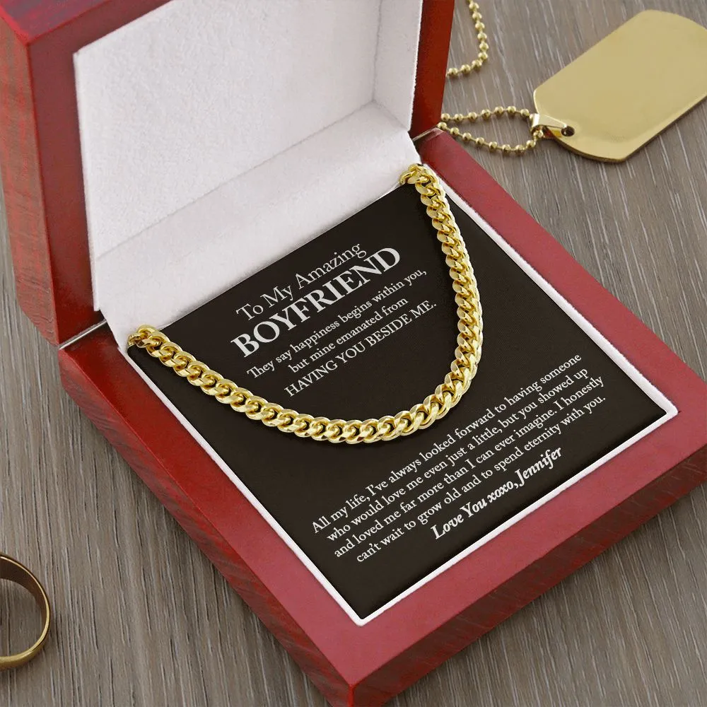 To My Amazing Boyfriend Cuban Chain Necklace, Boyfriend Birthday Gift, Sentimental Boyfriend Gift Ideas, Boyfriend Gift, Anniversary Gift