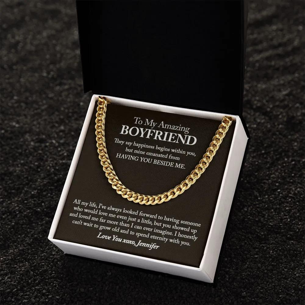 To My Amazing Boyfriend Cuban Chain Necklace, Boyfriend Birthday Gift, Sentimental Boyfriend Gift Ideas, Boyfriend Gift, Anniversary Gift