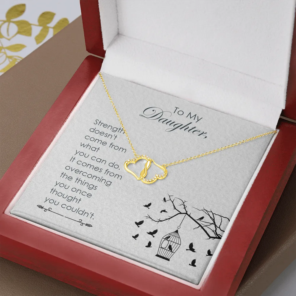 To My Amazing Daughter - Strength in Wisdom | Authentic Diamonds and Solid 10K Gold Necklace | Free Mahogany Box