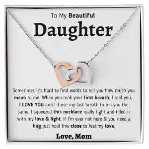 To My Beautiful Daughter Interlocking Hearts Necklace