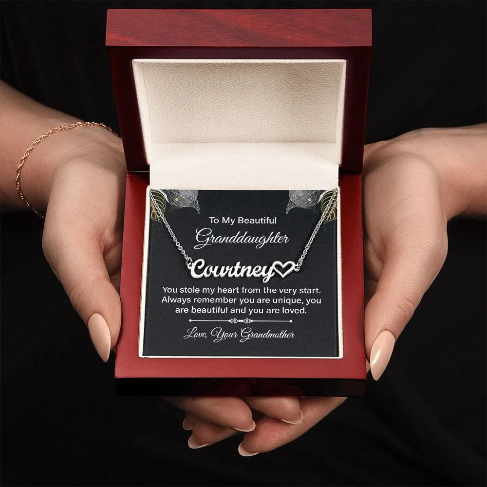To My Beautiful Granddaughter l Heart Name Necklace