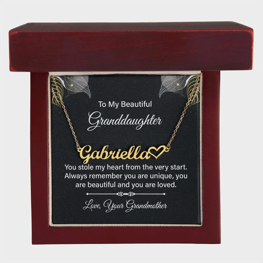 To My Beautiful Granddaughter l Heart Name Necklace
