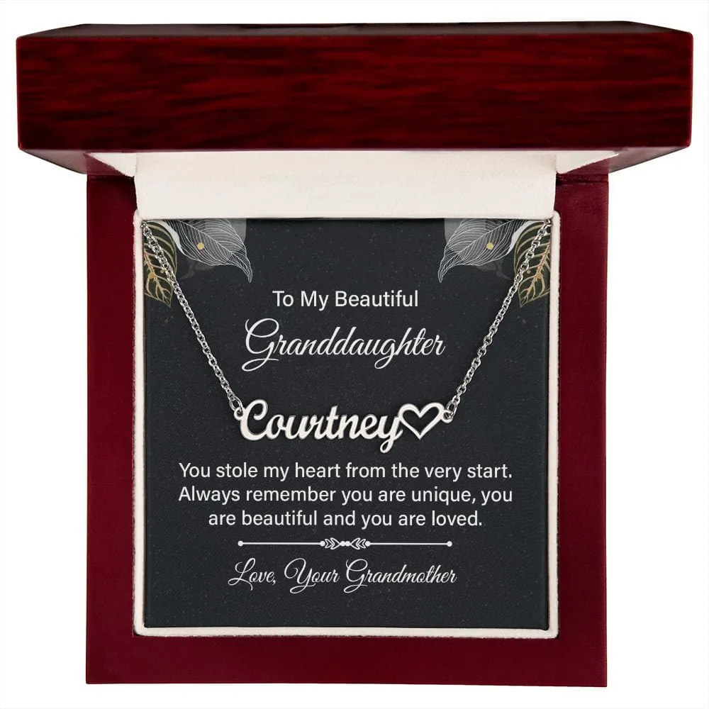 To My Beautiful Granddaughter l Heart Name Necklace